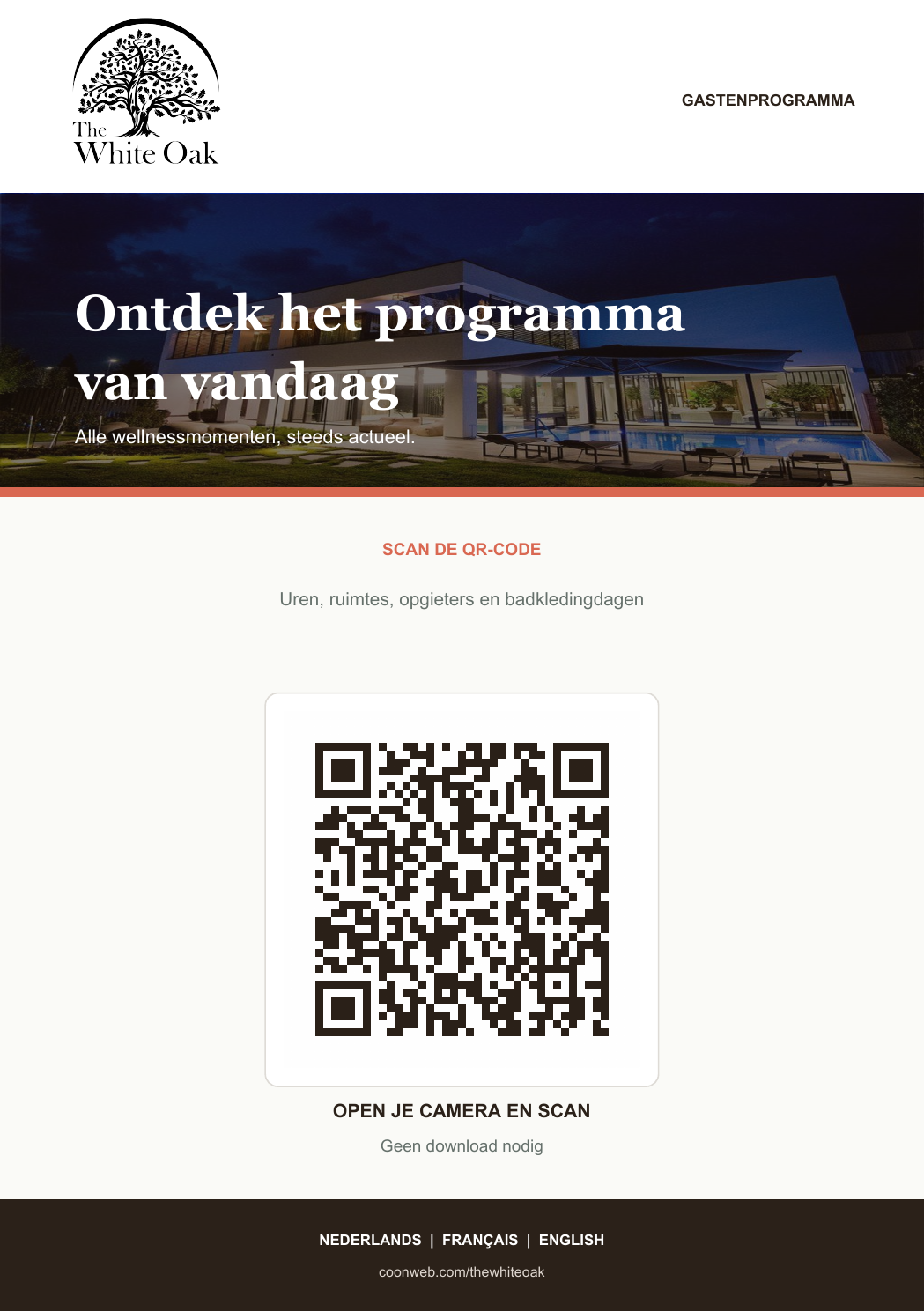 Voorbeeld van de The White Oak A5-receptiekaart